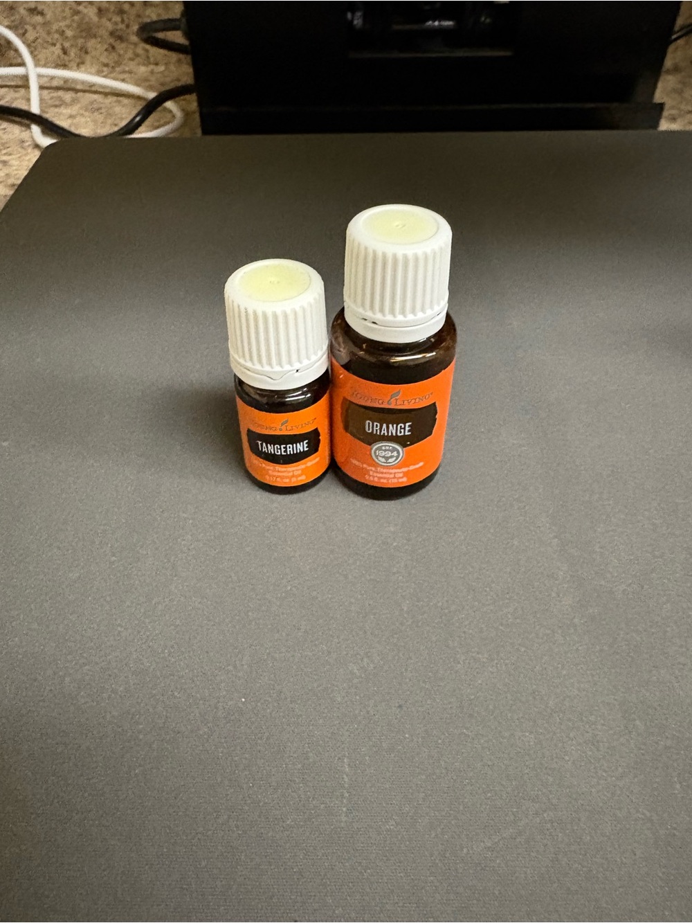 Young Living Orange & Tangerine Essential Oil Bottles - Orange, White